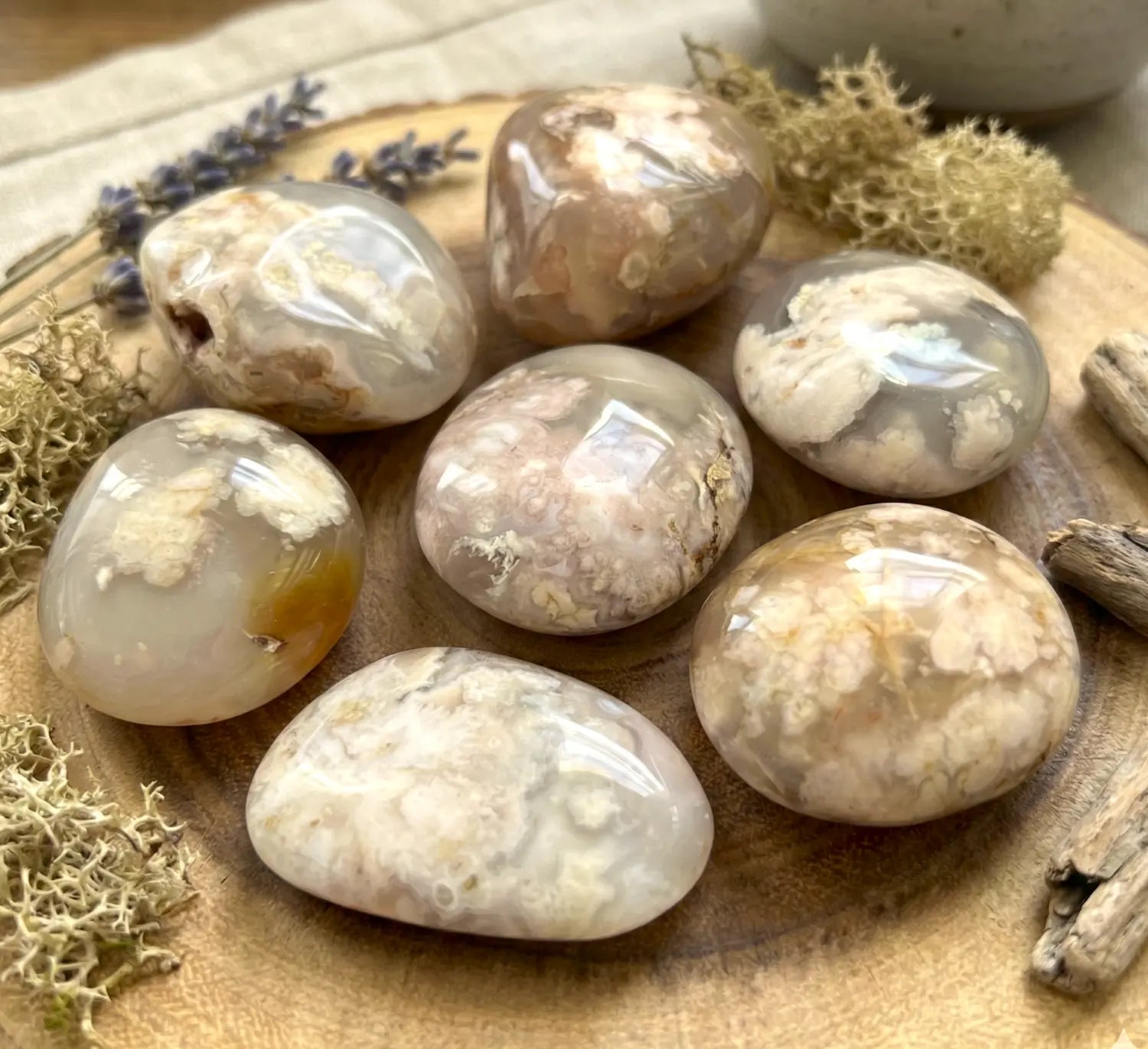 Flower Agate Crystal Palm Stone Carving | Home & Living > Spirituality & Religion > Prayer Beads & Charms > Metaphysical Crystals | Wiccan Center