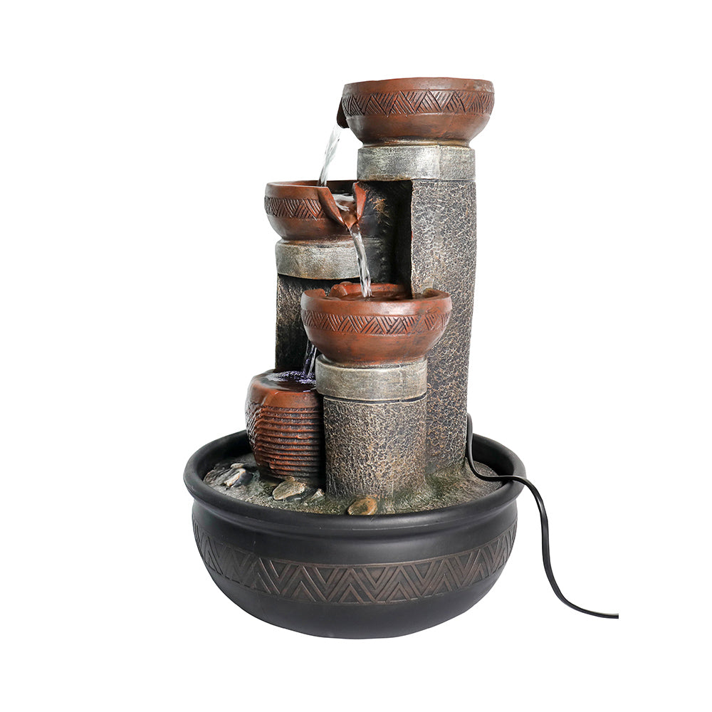 Resin Boho Carved Bowl Tabletop Water Fountain 15 Inch | Outdoor Fountain | Wiccan Center