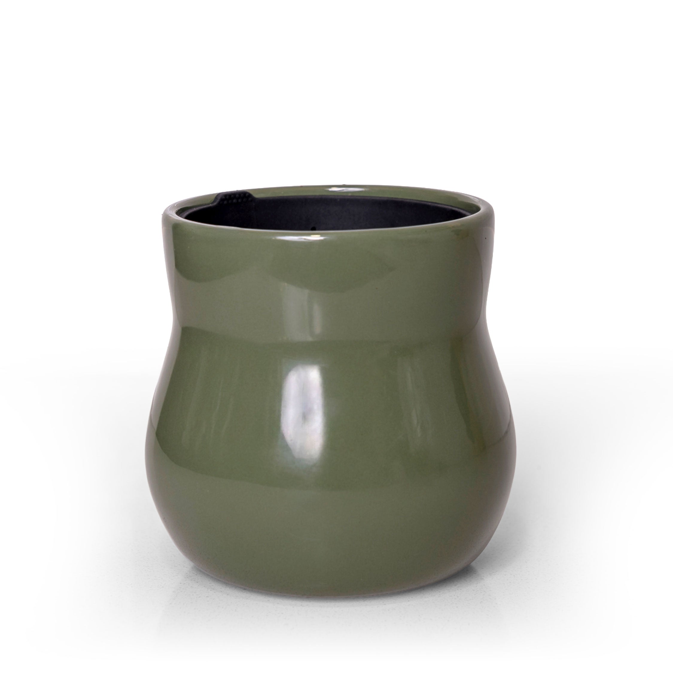 Ceramic Plant Pot with Rubber Liner - Forest Green | Indoor Plant Pot | Wiccan Center
