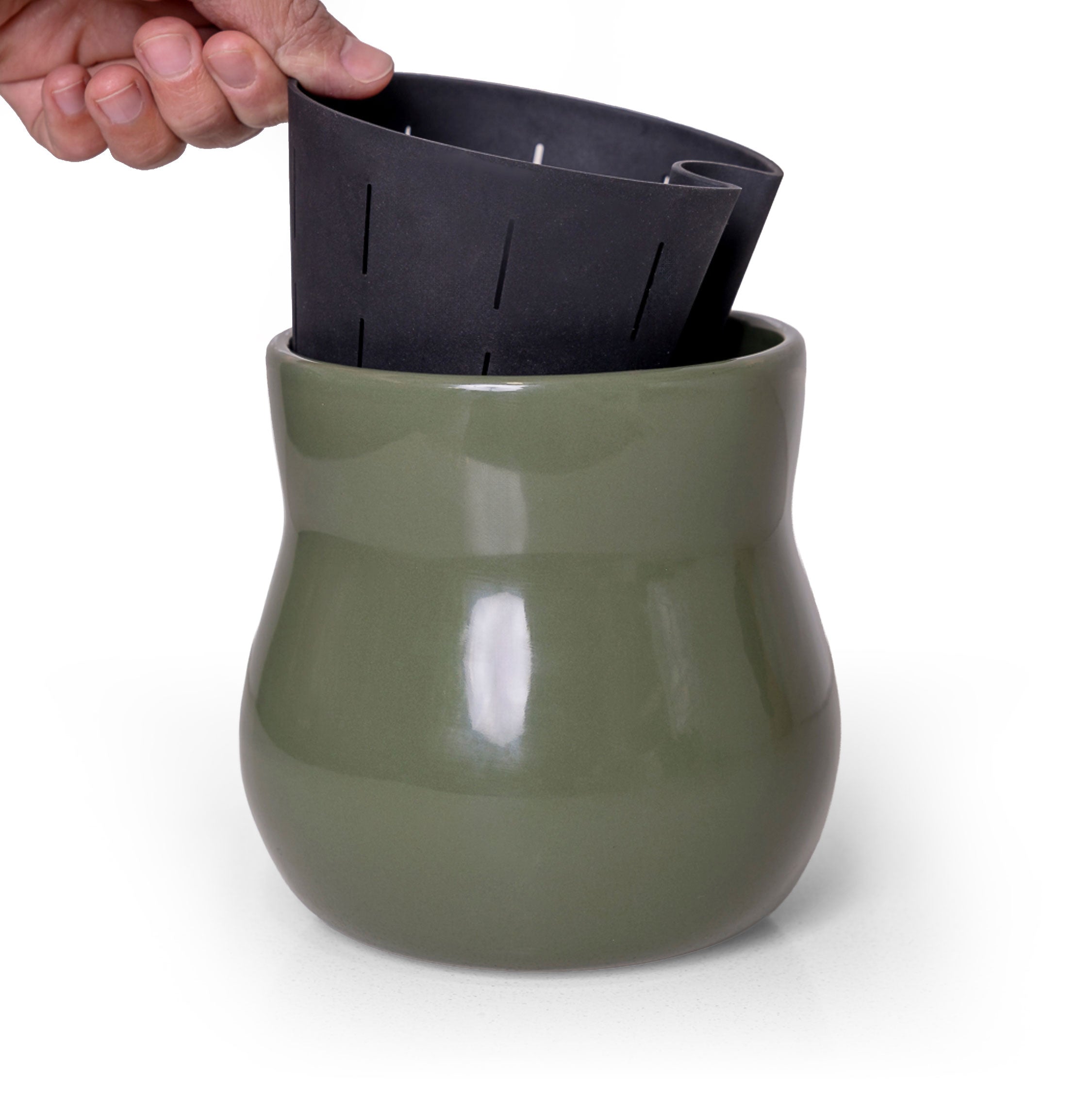 Ceramic Plant Pot with Rubber Liner - Forest Green | Indoor Plant Pot | Wiccan Center