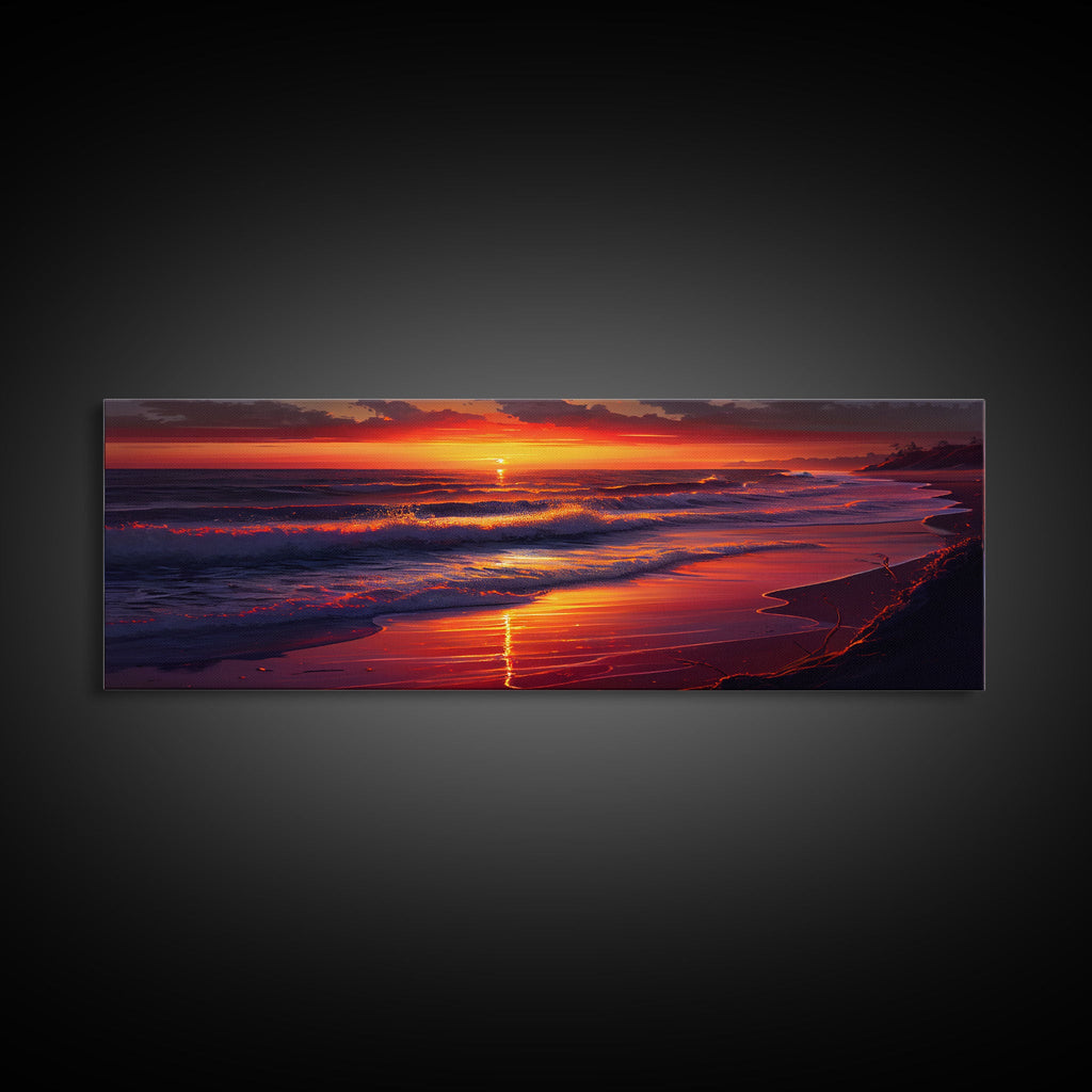 Large Art Sunset, Beach landscape, Coastal Art Print, Beach House, Coastal Decor, Beach Painting, Sunset Art, Framed/Unframed Canvas/Print | | Wiccan Center