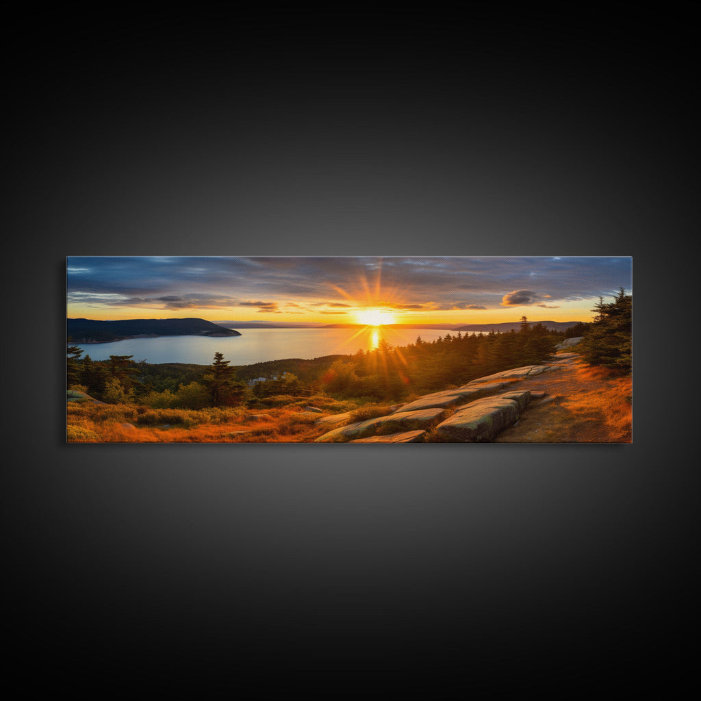 Photographic Panoramic of Acadia National Park, Sunset Photography, National Park Art, Framed Canvas Print, Landscape Photography | | Wiccan Center