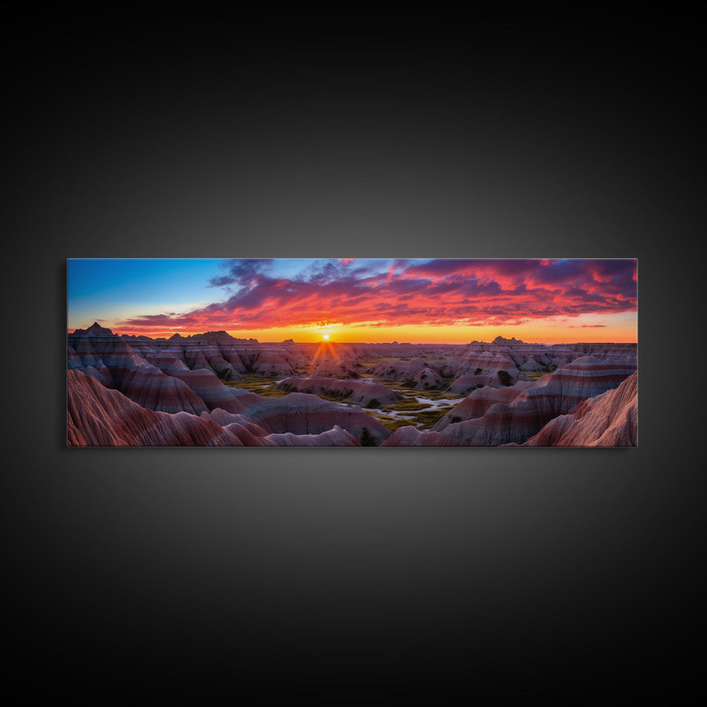 Photographic Panoramic of Badlands National Park, Sunset Photography, National Park Art, Framed Canvas Print, Landscape Photography | | Wiccan Center