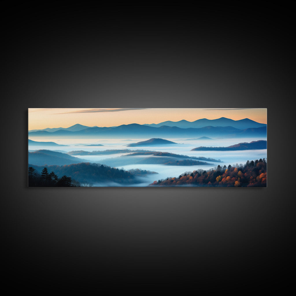 Photographic Panoramic of Blue Ridge Mountains National Parkway, Sunset Photography, Wall Art, Framed Canvas Print, Landscape Photography | | Wiccan Center