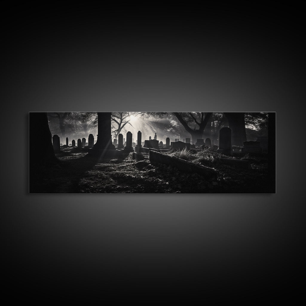 Spooky Halloween Decor, Black and White Photograph Of A Creepy Cematary, Graveyard Decor, Witchy Art | | Wiccan Center