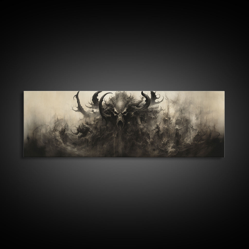 The Demon, Panoramic Canvas Print, Framed Halloween Art, Spooky Decor, Halloween Art, Halloween Wall Art, Halloween Art Print | | Wiccan Center