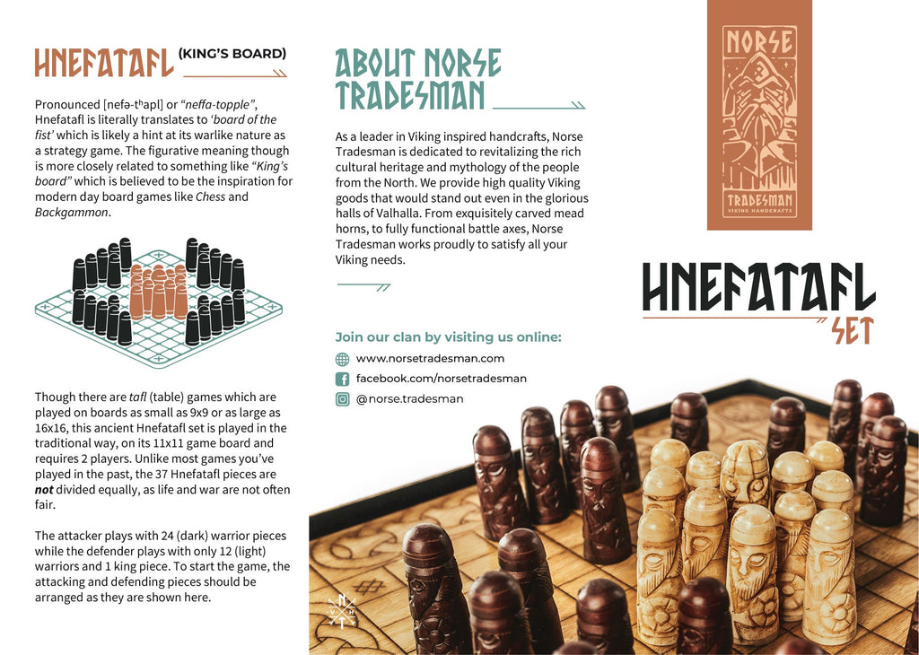 Hnefatafl Set – King's Board with Ox-Bone Pieces