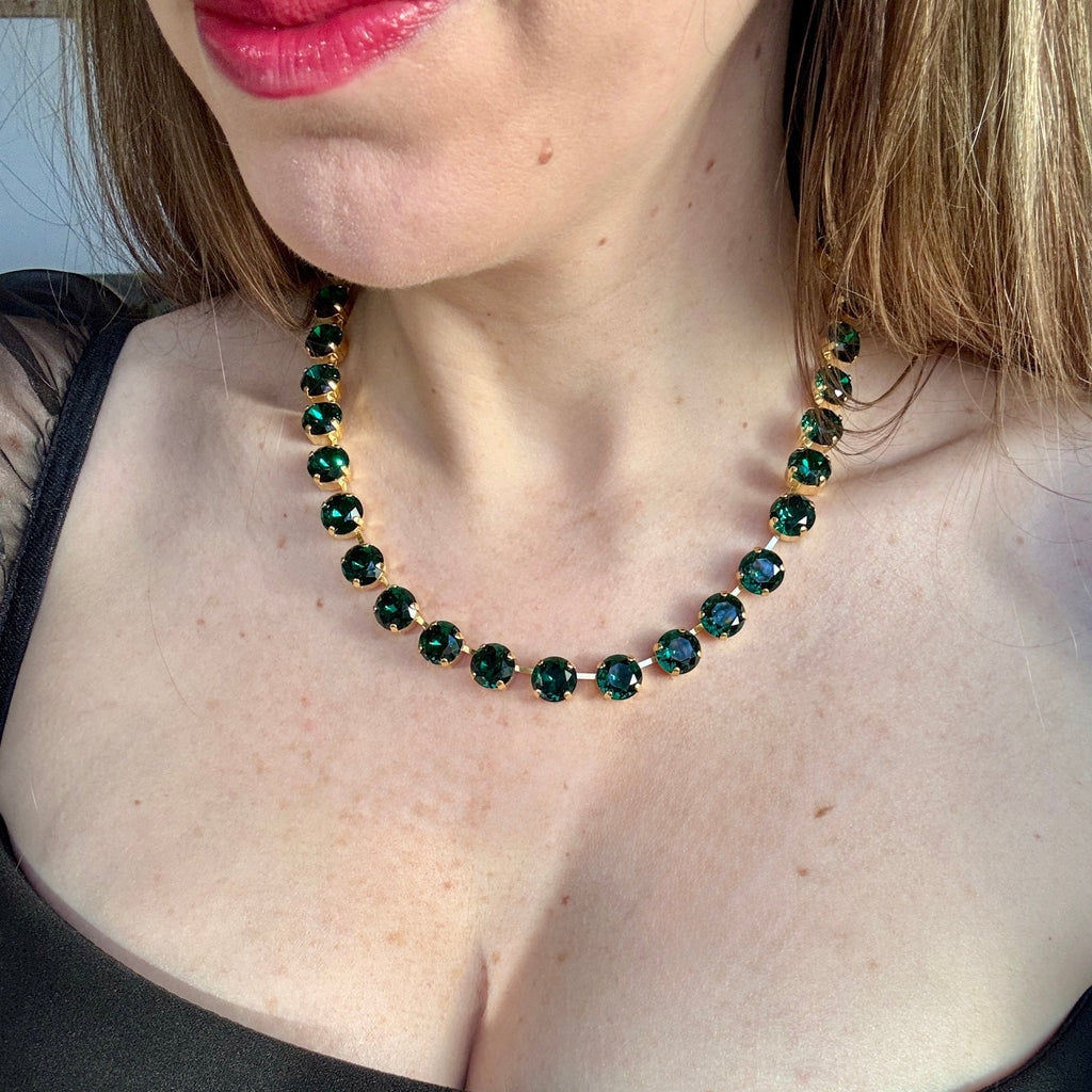 Daphne Emerald Green Crystal Riviera Necklace