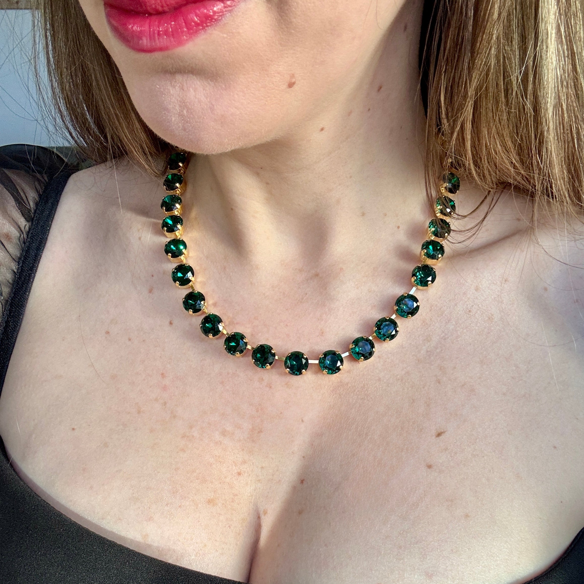 Daphne Emerald Green Crystal Riviera Necklace