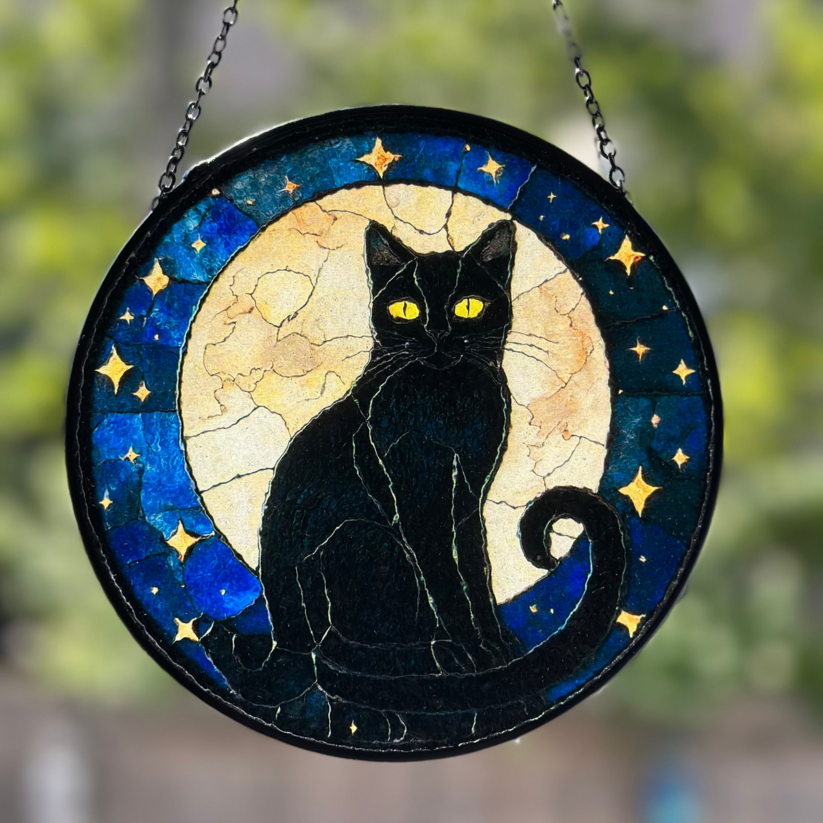 Full Moon Black Cat Suncatcher | Gifts | Wiccan Center