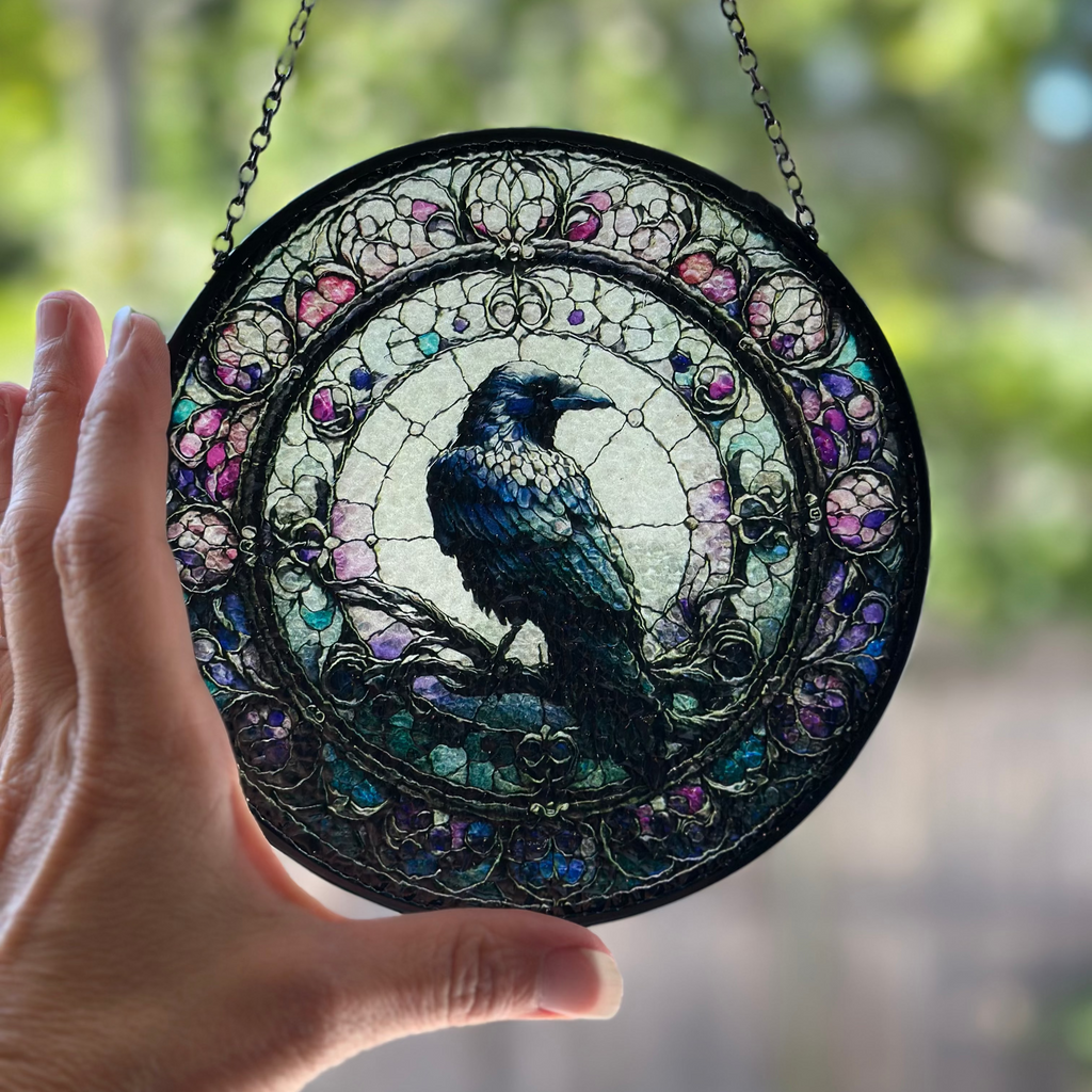 Purple Gothic Raven Suncatcher | Gifts | Wiccan Center