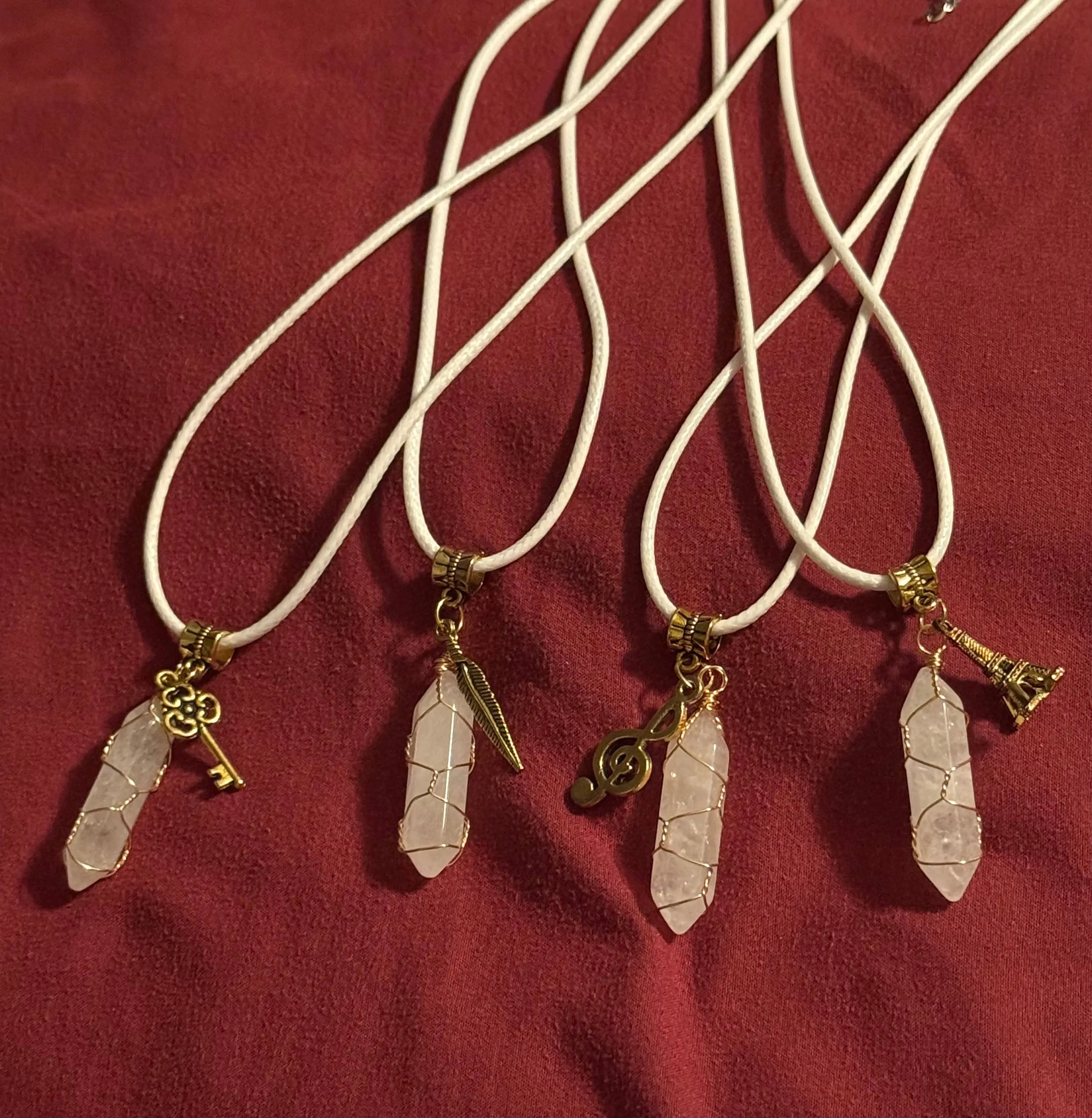 Goldtone Wire Wrap Quartz Necklace
