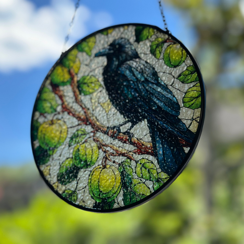 Green Raven Suncatcher | Gifts | Wiccan Center