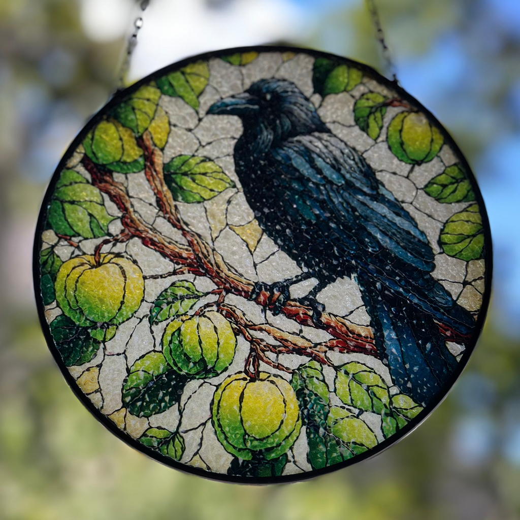 Green Raven Suncatcher | Gifts | Wiccan Center