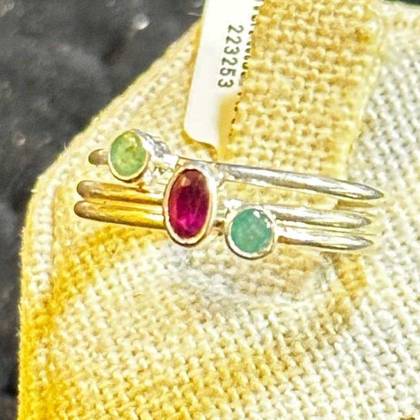 Emerald & Ruby 3 Stack Ring Set | Rings | Wiccan Center