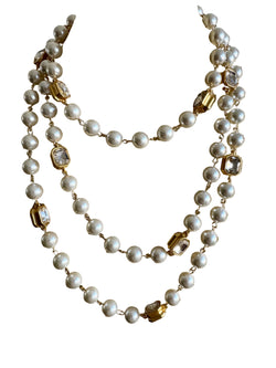 Extra Long French Faux Pearl Crystal Necklace | Necklace | Wiccan Center