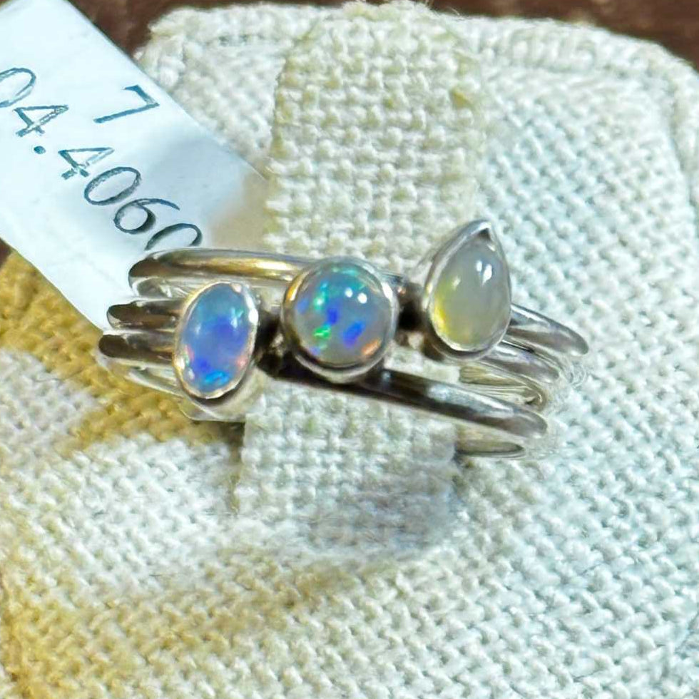 Ethiopian Opal 3 Stack Ring Set | Rings | Wiccan Center