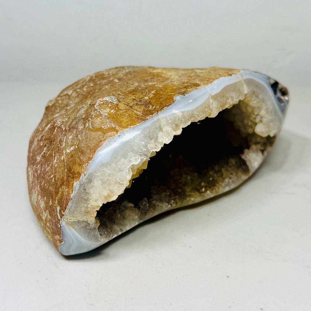 Natural Agate Geode Freeform with Druzy Cavity — 3.6 lbs