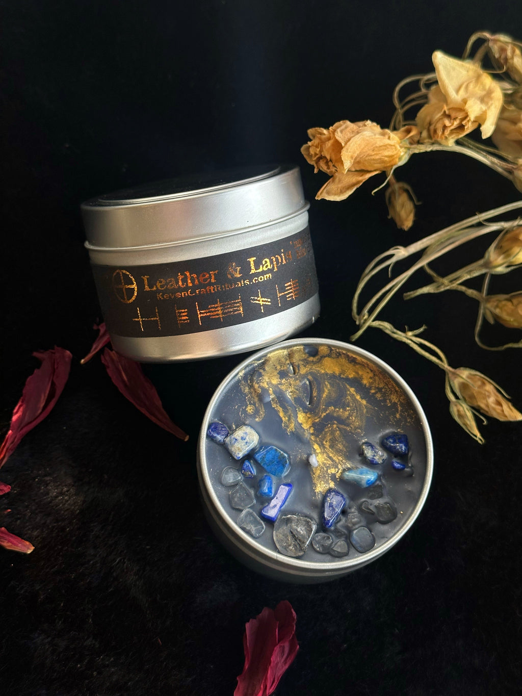 Leather & Lapis - Vegan Soy Travel Candle | Candles | Wiccan Center