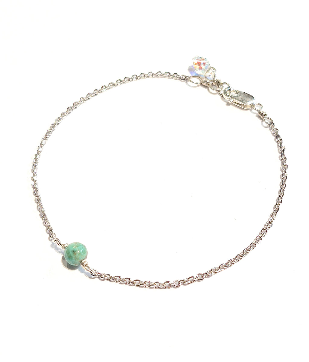 Turquoise Gemstone Bracelet with Swarovski Clasp