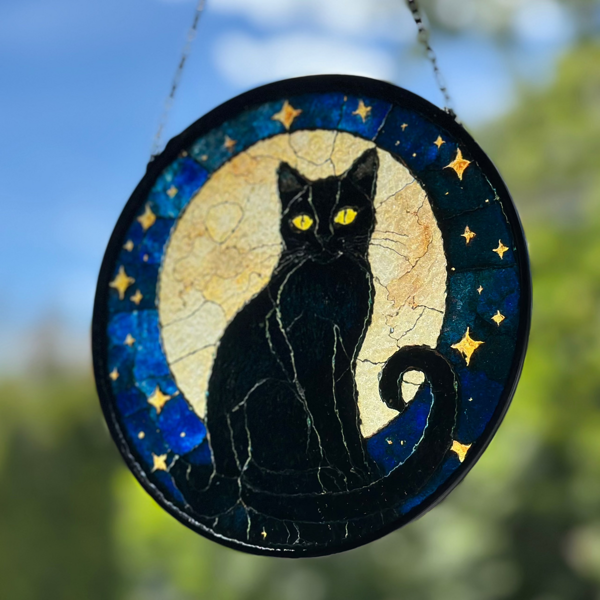 Full Moon Black Cat Suncatcher | Gifts | Wiccan Center