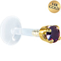 16G 5/16 Solid 14K Yellow Gold 3mm Amethyst Cubic Zirconia Bioplast Tragus Earring Stud | TRAGUS | Wiccan Center