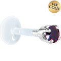 16G 5/16 Solid 14K White Gold 3mm Amethyst Cubic Zirconia Bioplast Tragus Earring Stud | TRAGUS | Wiccan Center