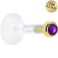 Solid 14K Yellow Gold 2mm Genuine Amethyst Bioplast Push in Monroe | MONROE | Wiccan Center
