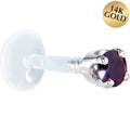 16G 1/4 Solid 14K White Gold 3mm Amethyst Cubic Zirconia Bioplast Tragus Earring Stud | TRAGUS | Wiccan Center