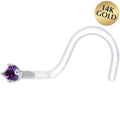 18G 1/4 White Gold 1.5mm Genuine Amethyst Bioplast Nose Ring | NOSE RING Screw | Wiccan Center