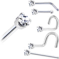 Solid 18K White Gold 1.5mm Genuine Diamond Nose Ring | NOSE RING Right | Wiccan Center