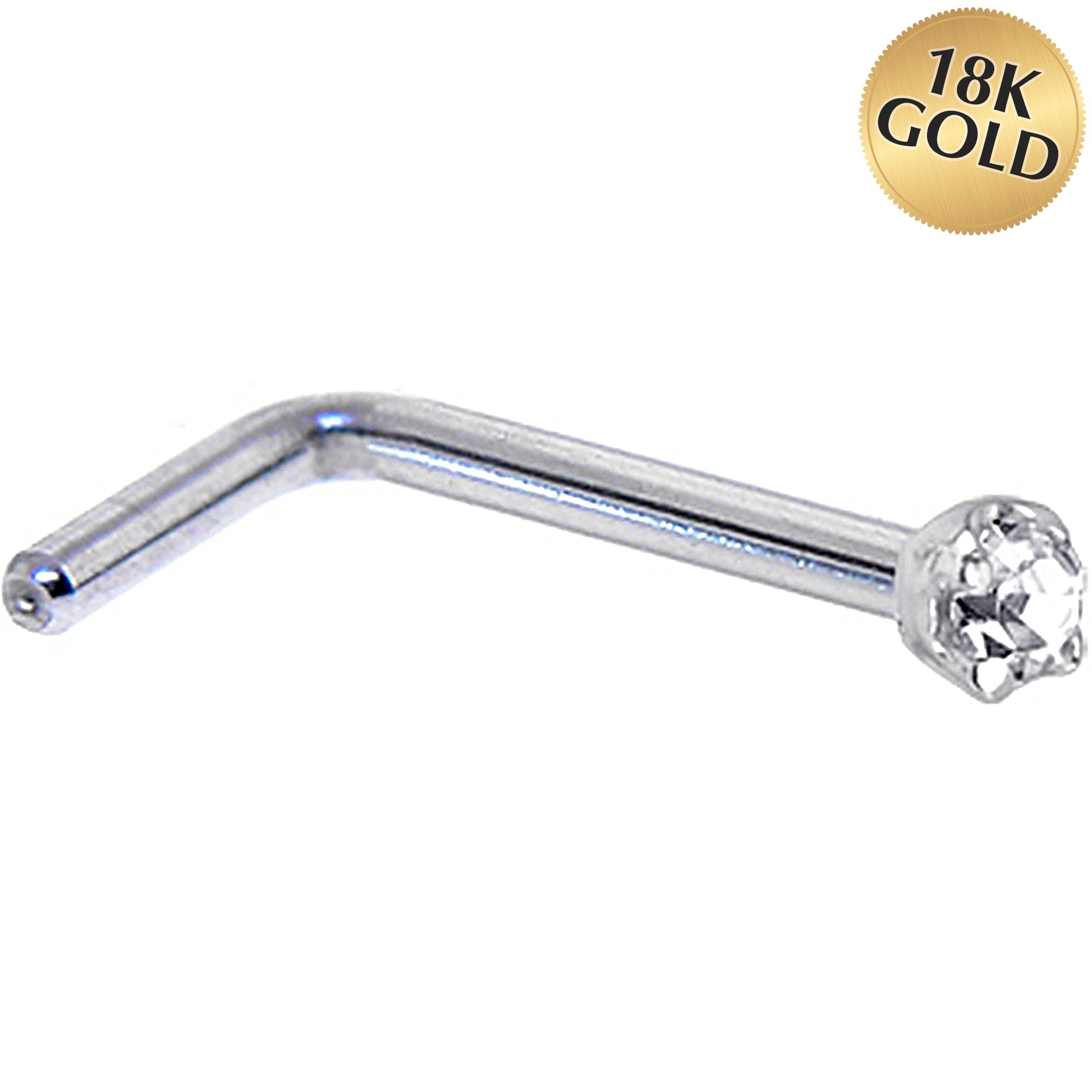 Solid 18K White Gold 1.5mm Genuine Diamond Nose Ring | NOSE RING Right | Wiccan Center