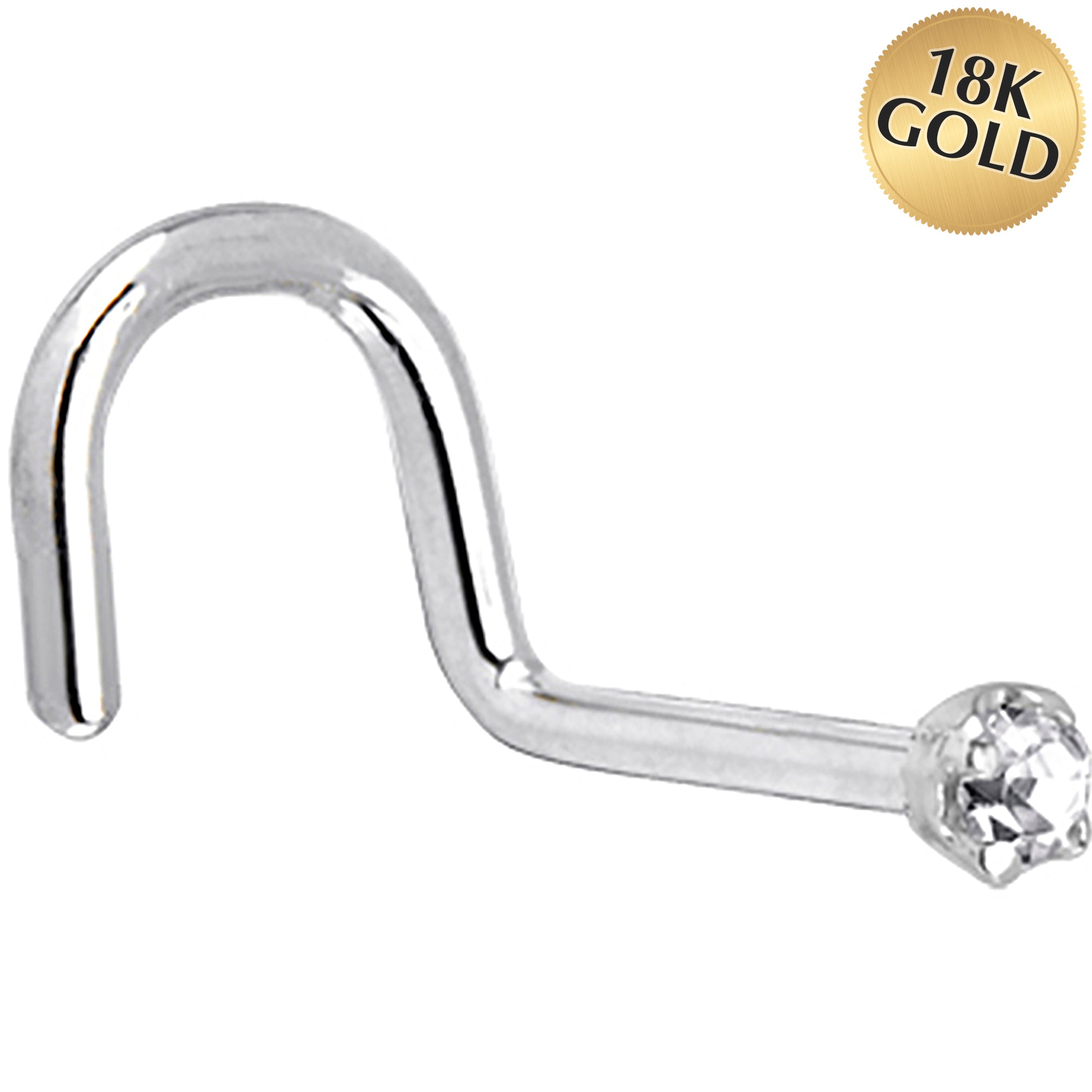 Solid 18K White Gold 1.5mm Genuine Diamond Nose Ring | NOSE RING Right | Wiccan Center