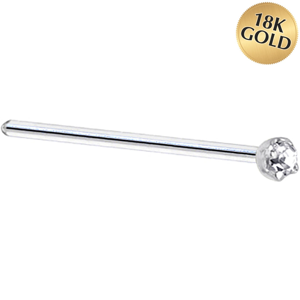 Solid 18K White Gold 1.5mm Genuine Diamond Nose Ring | NOSE RING Right | Wiccan Center