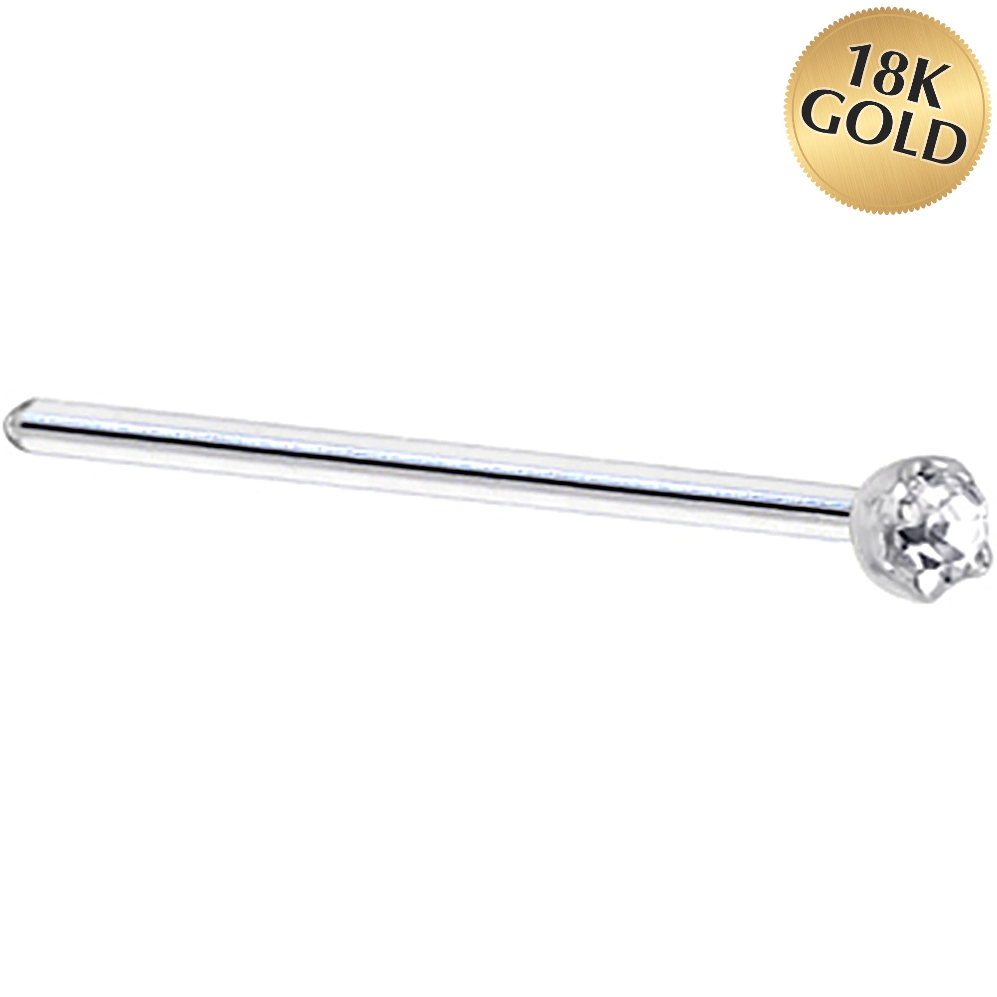 Solid 18K White Gold 1.5mm Genuine Diamond Nose Ring | NOSE RING Right | Wiccan Center