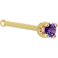 Solid 14K Yellow Gold 2mm Amethyst Cubic Zirconia Nose Ring | NOSE BONE | Wiccan Center