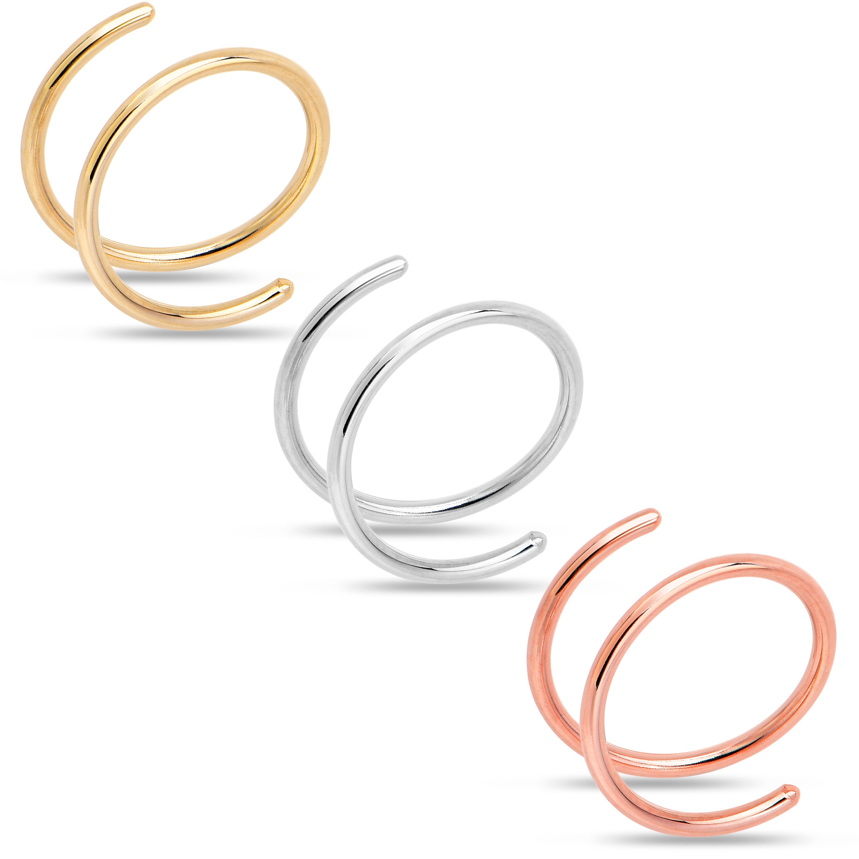 Spiral Nose Rings Double Hoop 20G | NOSE HOOP | Wiccan Center