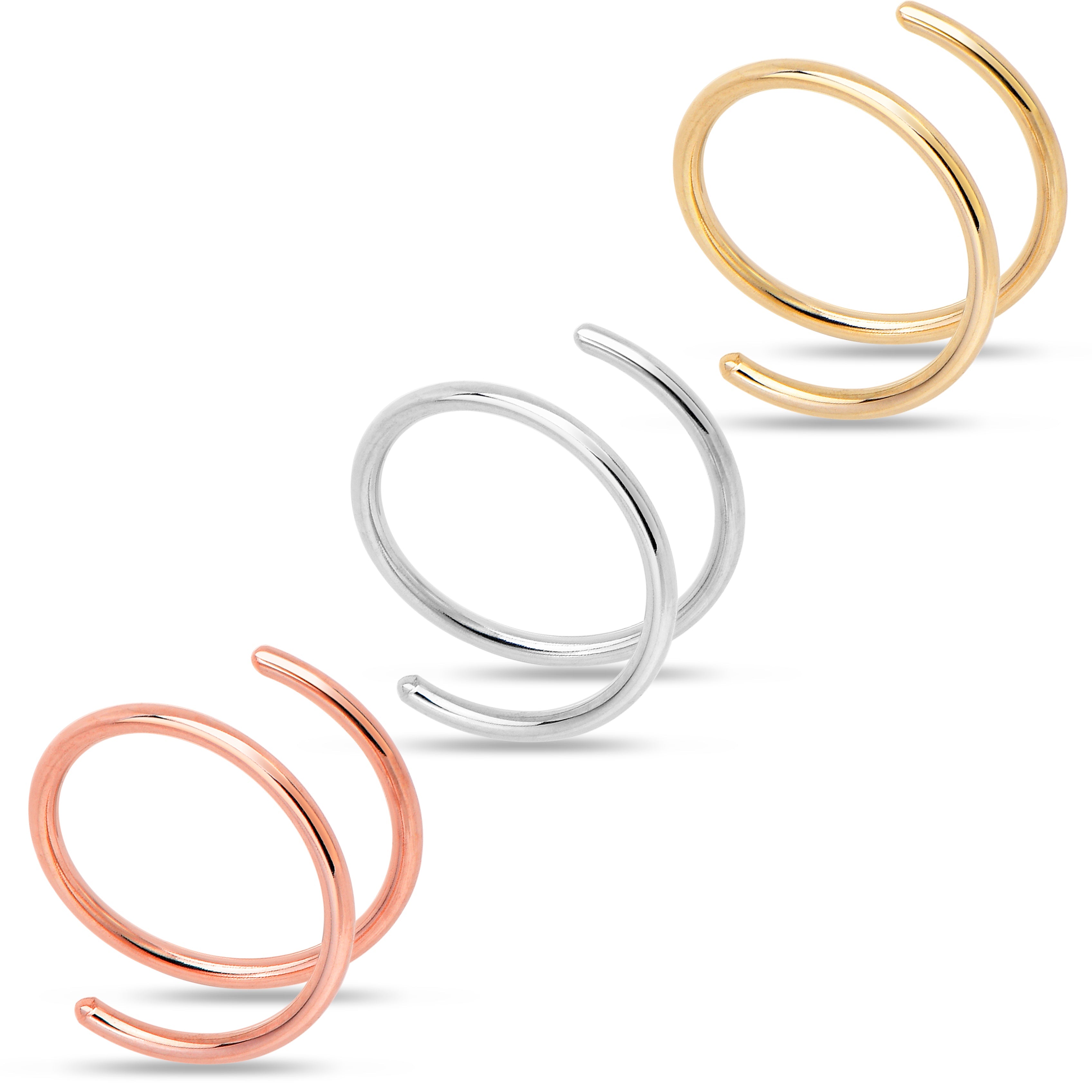 Spiral Nose Rings Double Hoop 20G | NOSE HOOP | Wiccan Center