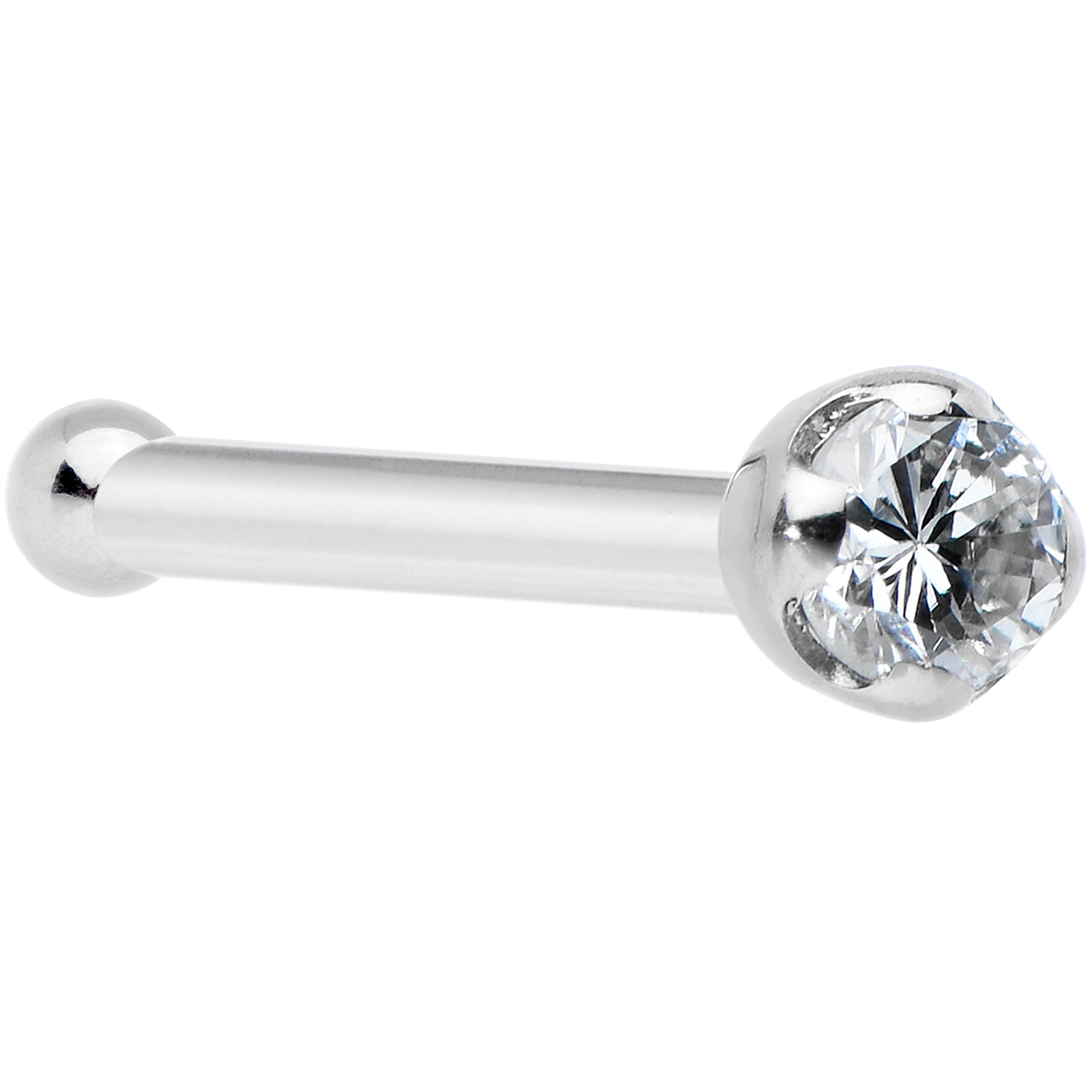 14k Solid White Gold Genuine 1.5mm Diamond Micro Nose Ring | NOSE RING Screw | Wiccan Center