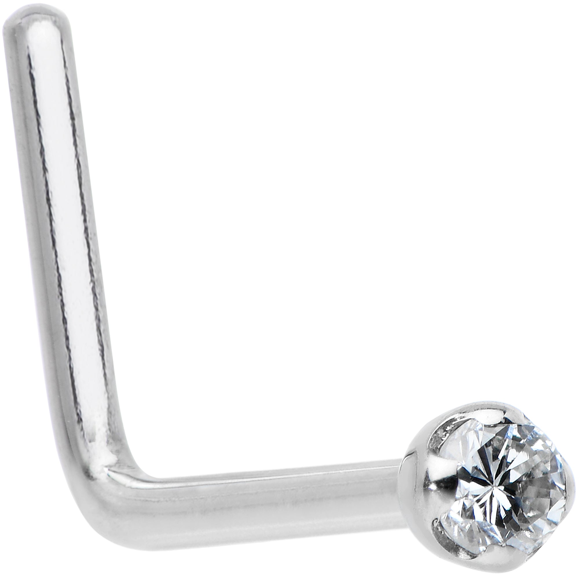 14k Solid White Gold Genuine 1.5mm Diamond Micro Nose Ring | NOSE RING Screw | Wiccan Center