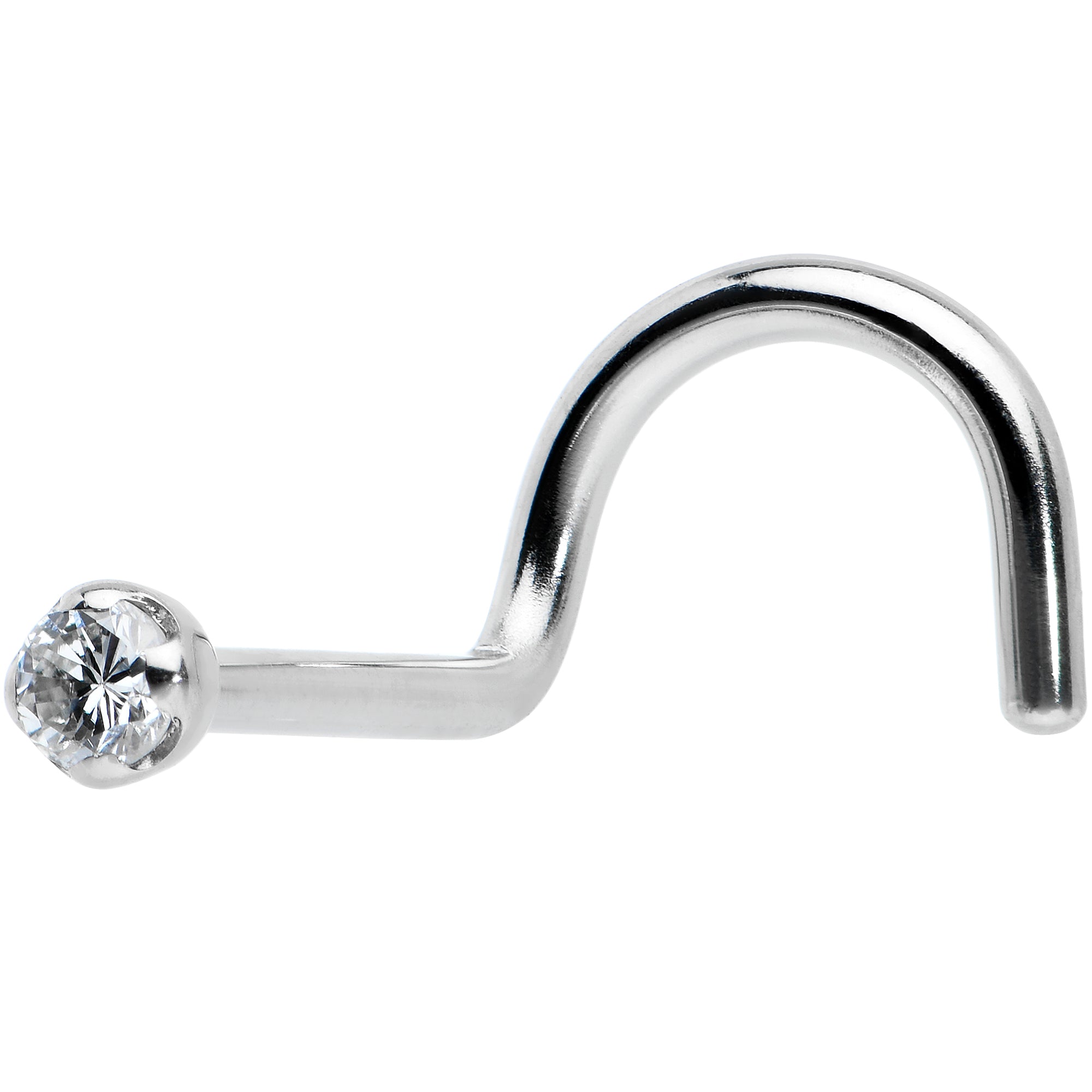 14k Solid White Gold Genuine 1.5mm Diamond Micro Nose Ring | NOSE RING Screw | Wiccan Center