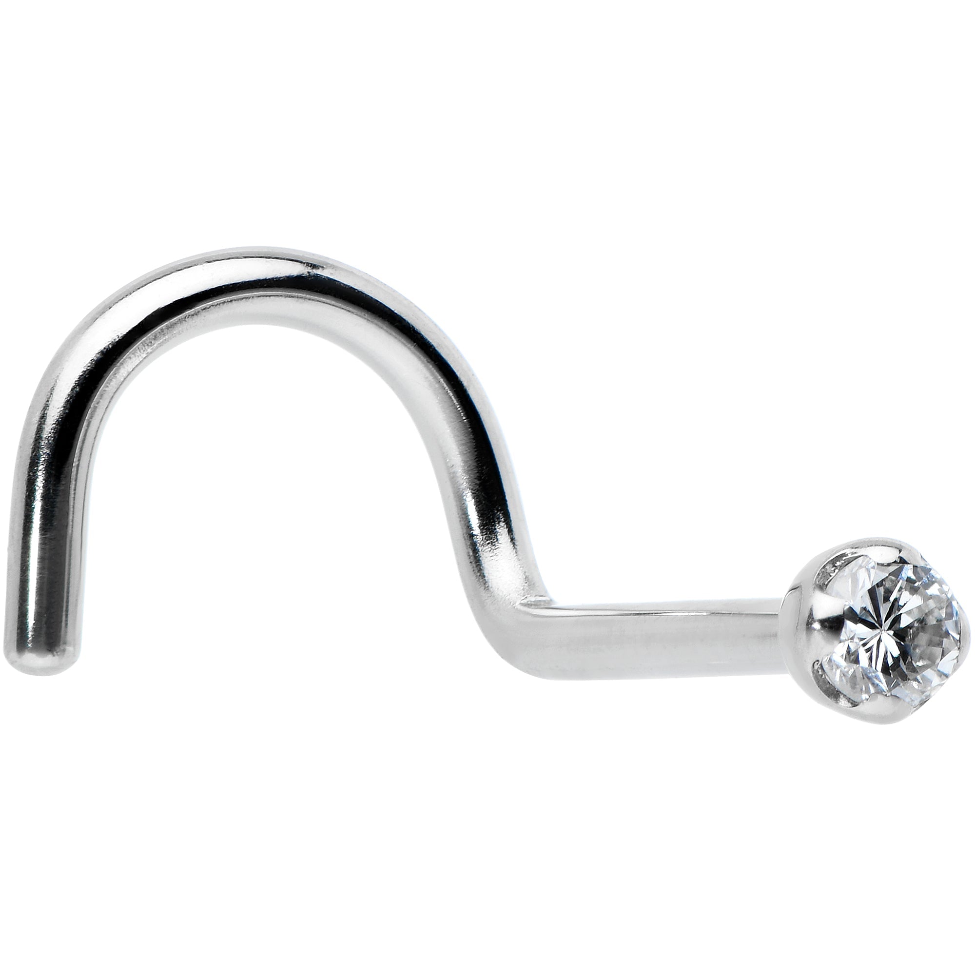 14k Solid White Gold Genuine 1.5mm Diamond Micro Nose Ring | NOSE RING Screw | Wiccan Center