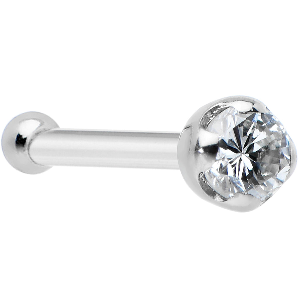14k Solid White Gold Genuine 1.5mm Diamond Micro Nose Ring | NOSE RING Screw | Wiccan Center