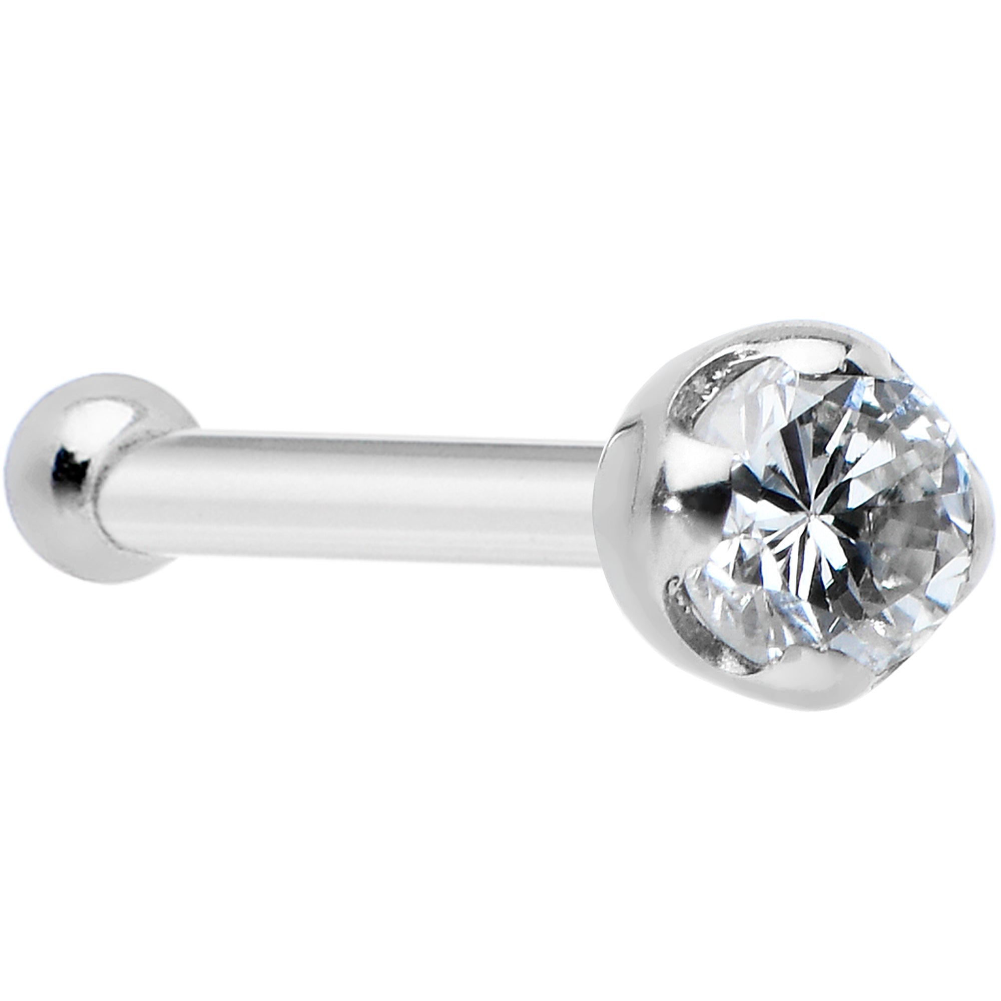 14k Solid White Gold Genuine 1.5mm Diamond Micro Nose Ring | NOSE RING Screw | Wiccan Center