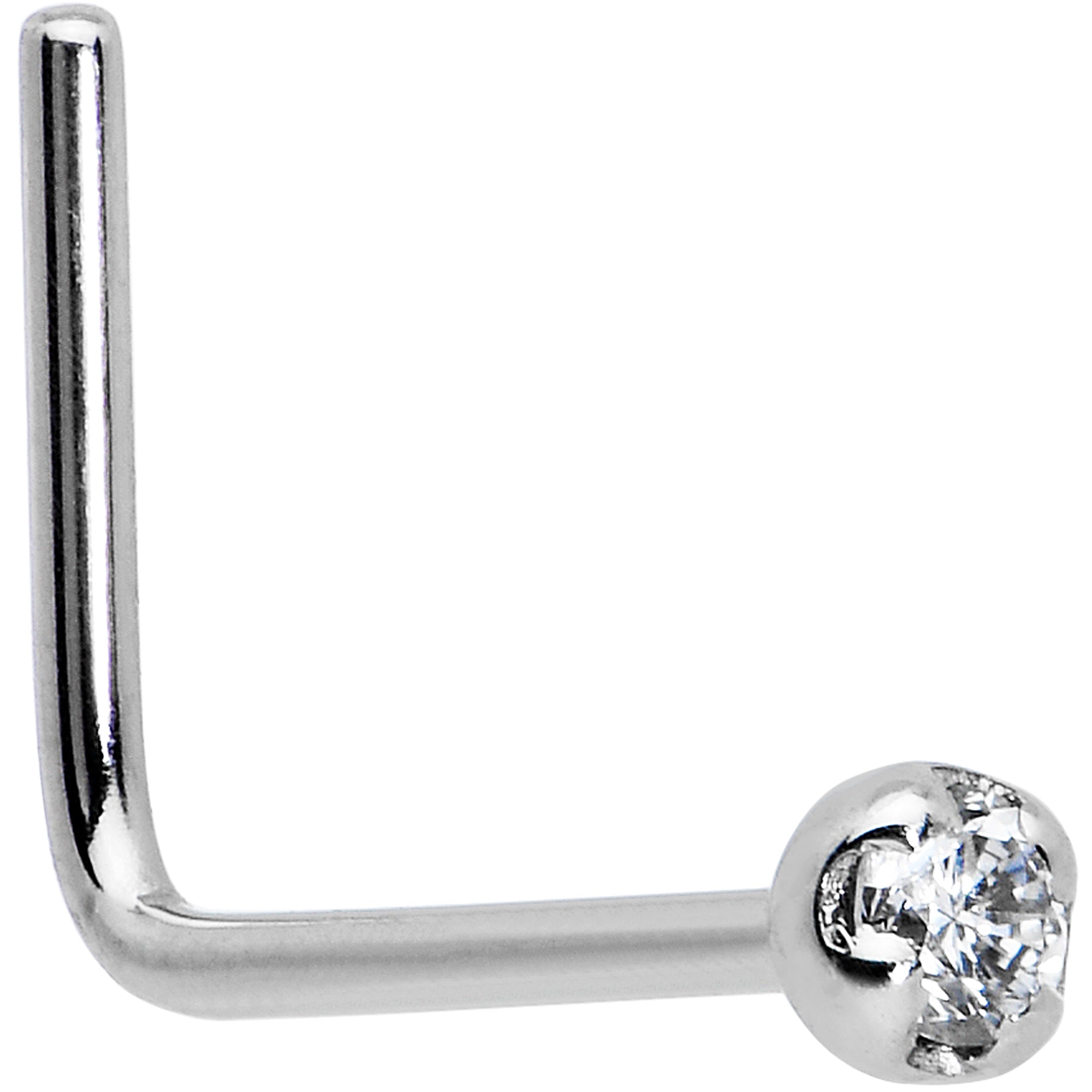 14k Solid White Gold Genuine 1.5mm Diamond Micro Nose Ring | NOSE RING Screw | Wiccan Center