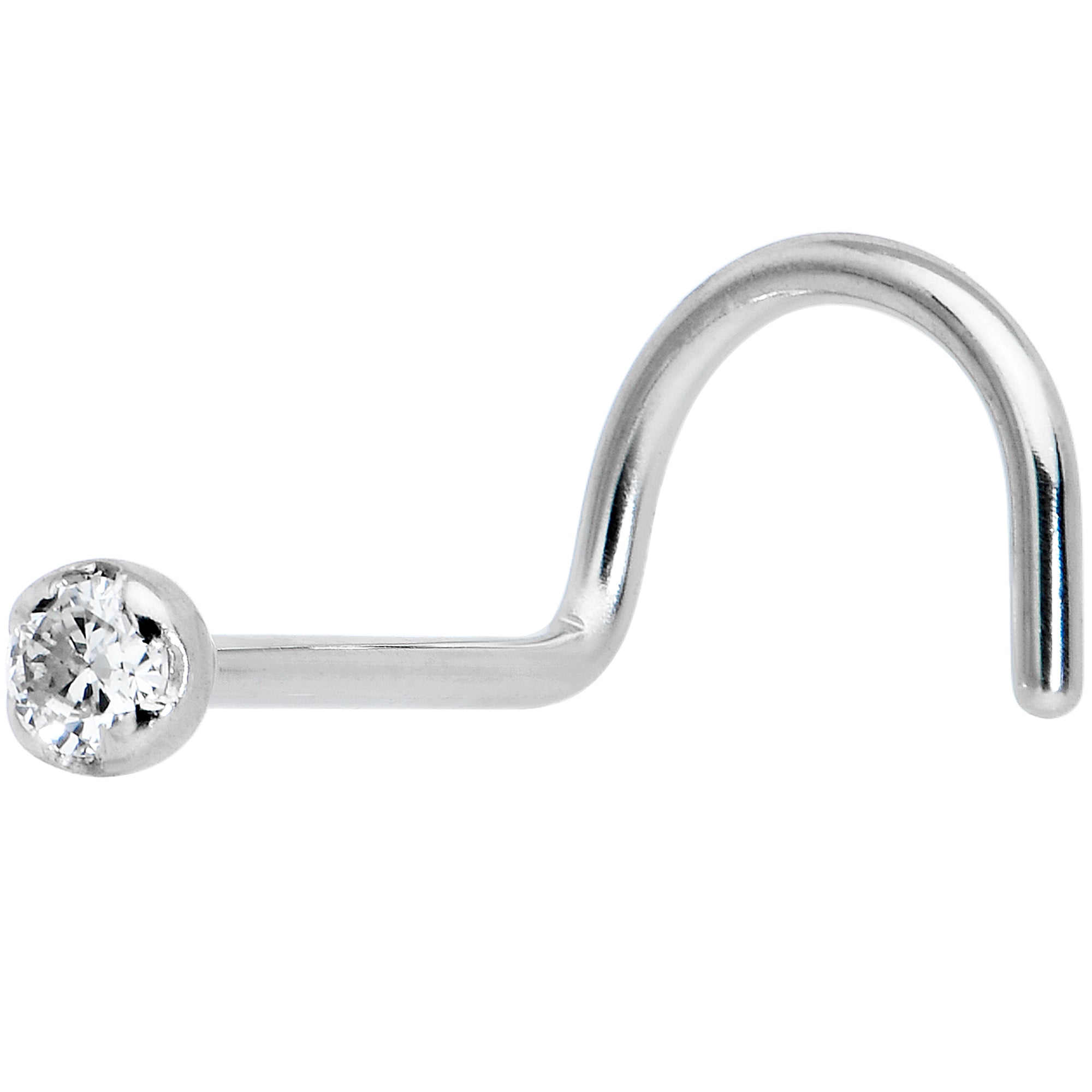 14k Solid White Gold Genuine 1.5mm Diamond Micro Nose Ring | NOSE RING Screw | Wiccan Center