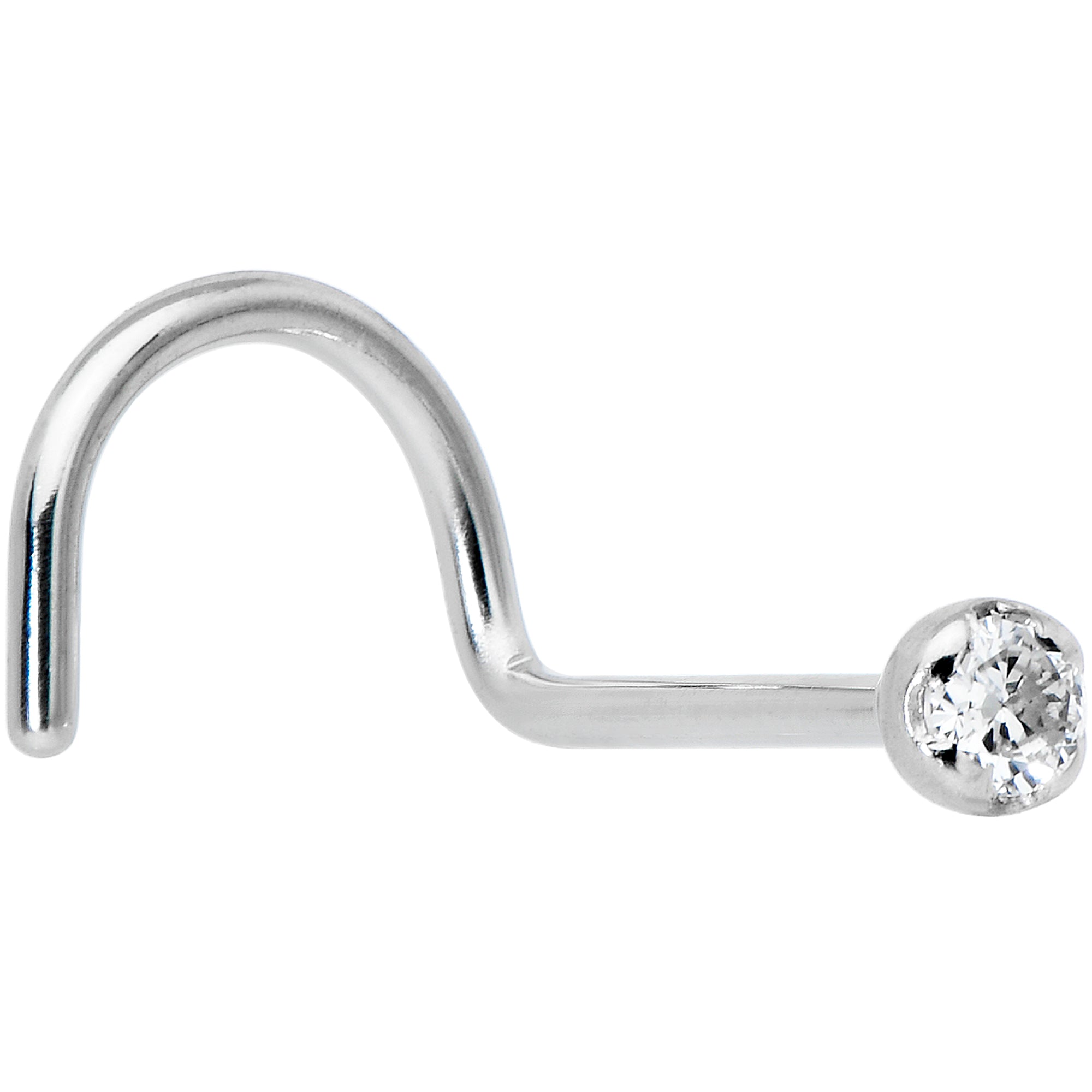 14k Solid White Gold Genuine 1.5mm Diamond Micro Nose Ring | NOSE RING Screw | Wiccan Center