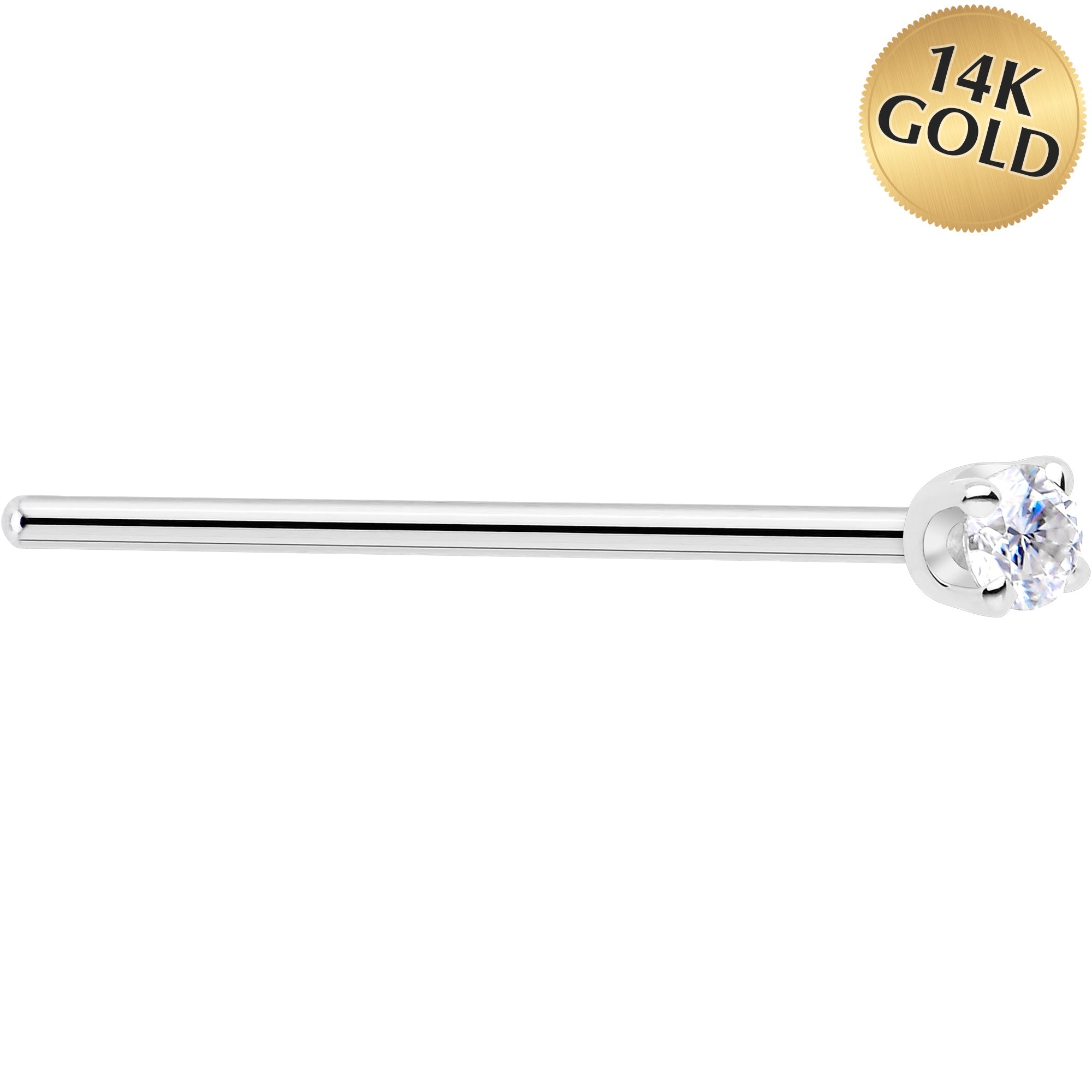 Solid 14K White Gold 2mm Genuine Diamond Nose Ring | NOSE RING Screw | Wiccan Center