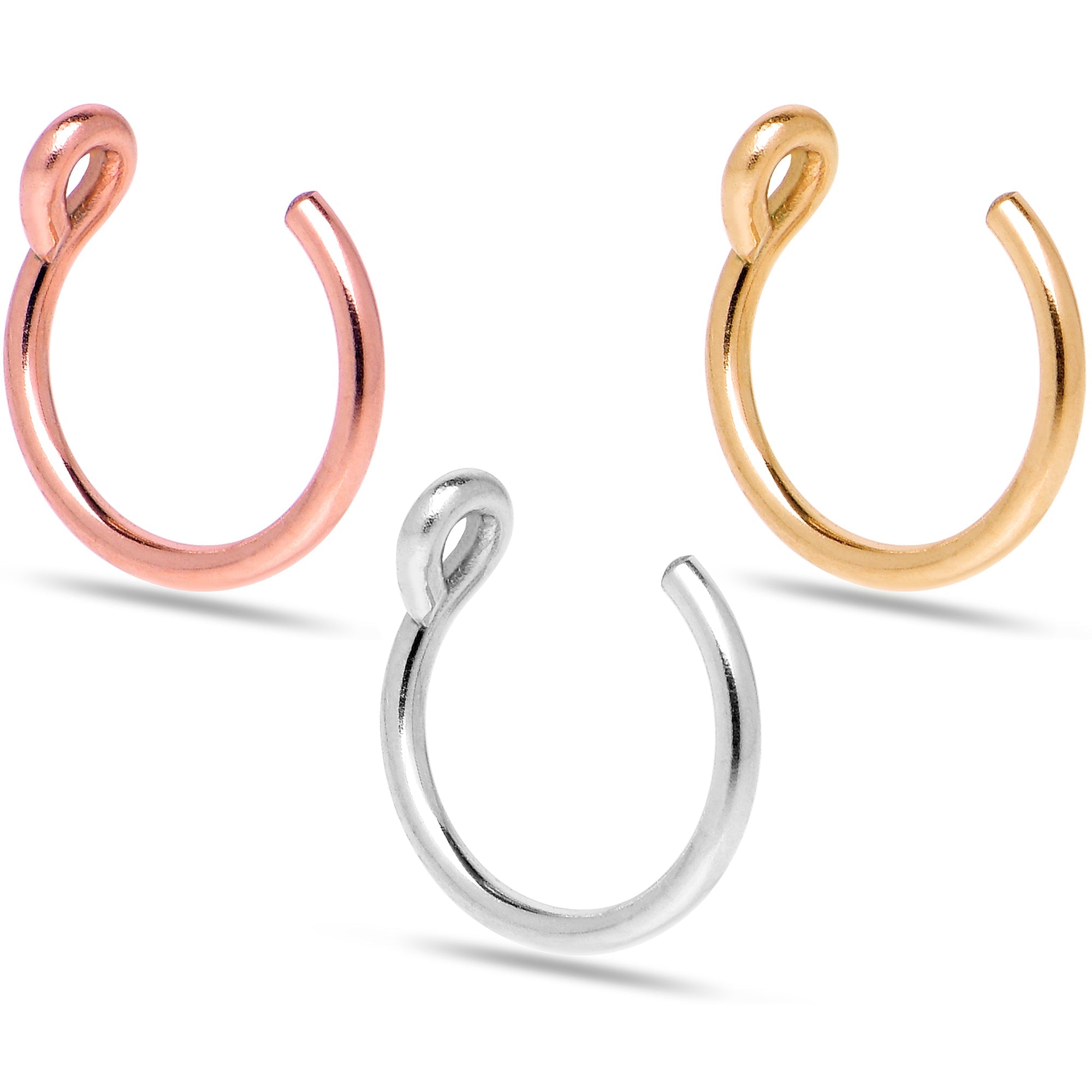 3 Pack 14k Gold Filled and 925 Silver Fake Nose Rings | NOSE HOOP | Wiccan Center