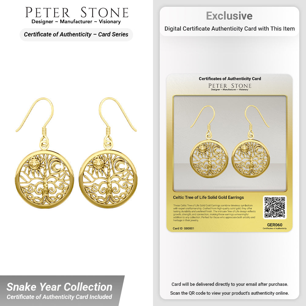 Celtic Tree Of Life Solid Gold Earrings With Timeless Craftsmanship And Symbolic Design GER060